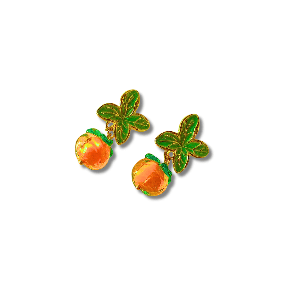 "Tangërine" : Orange : Dangle Clip-On Earrings