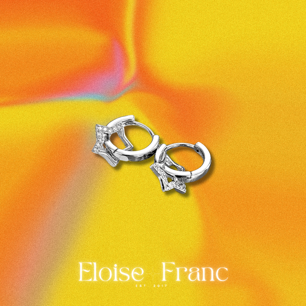 "Latte" : Silver Star : Dangle Earrings