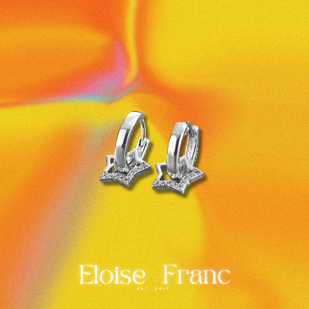 "Latte" : Silver Star : Dangle Earrings