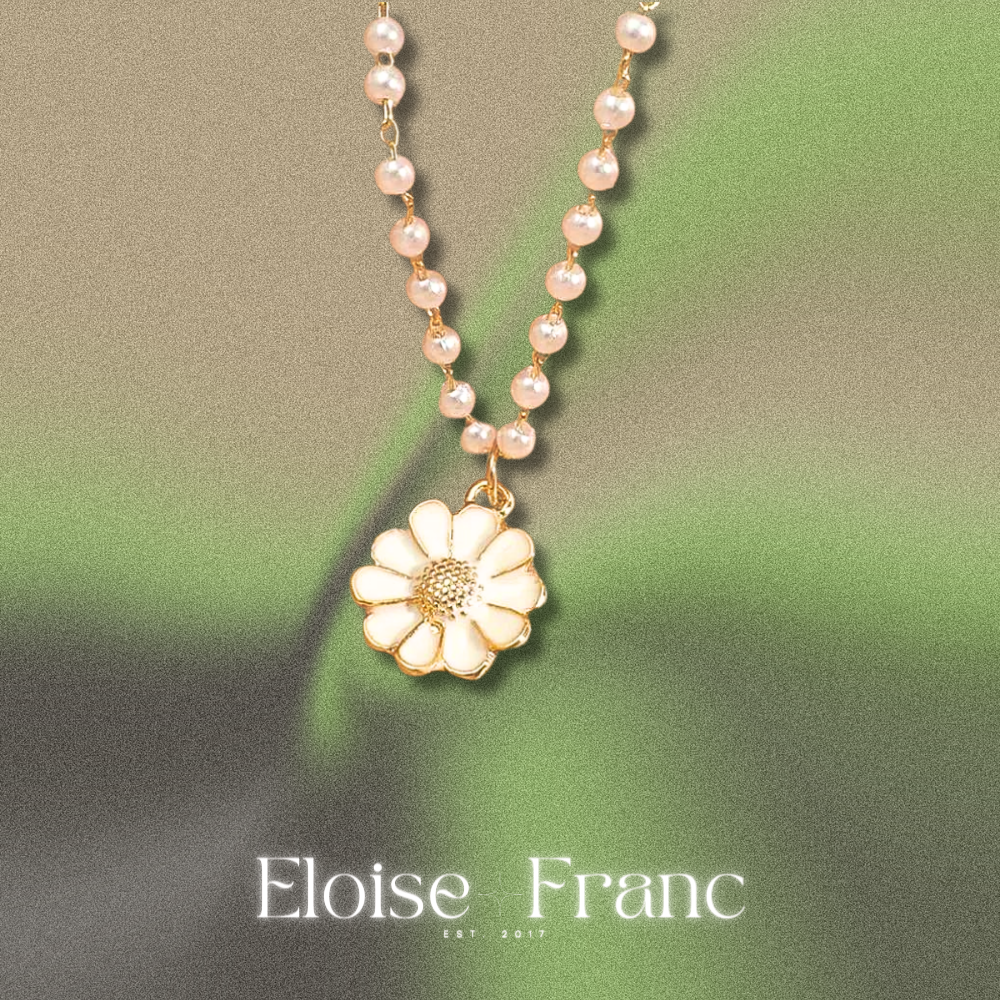 "Flor Blanc" : White Daisy : Choker Necklace