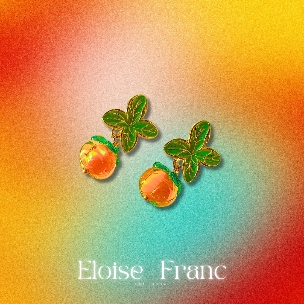 "Tangërine" : Orange : Dangle Clip-On Earrings