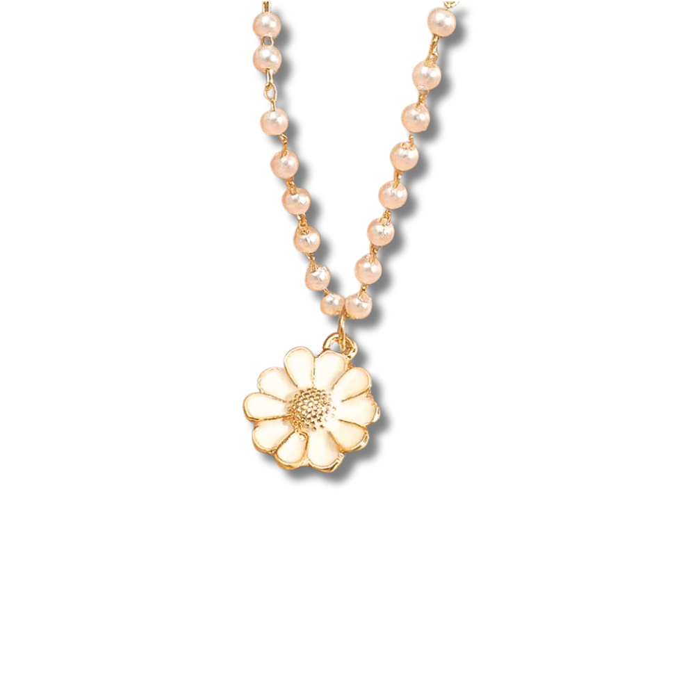 "Flor Blanc" : White Daisy : Choker Necklace