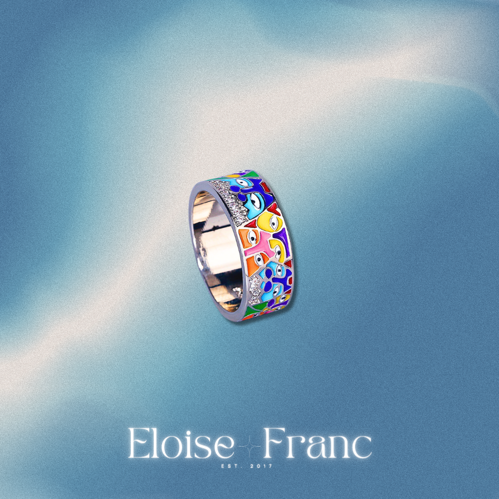 "Glances" : Abstract Multi-Colored : Ring