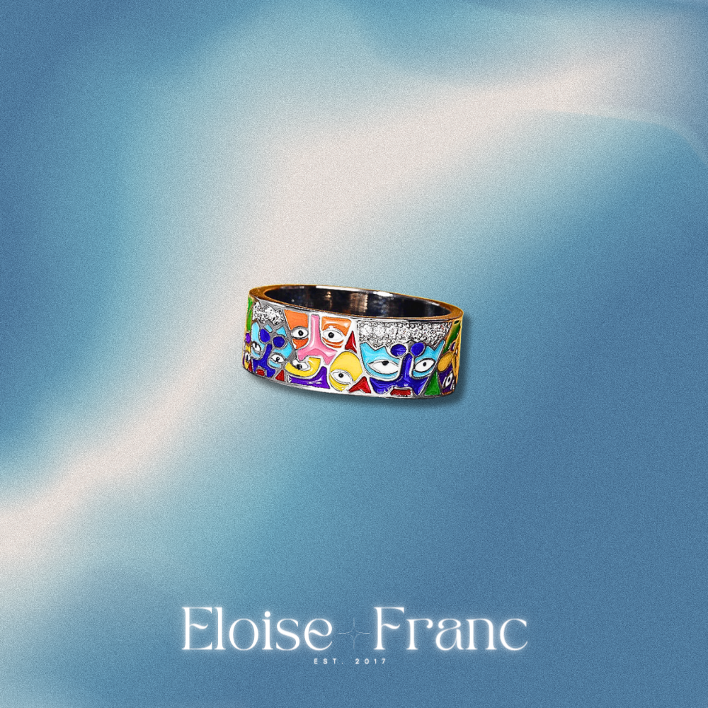 "Glances" : Abstract Multi-Colored : Ring