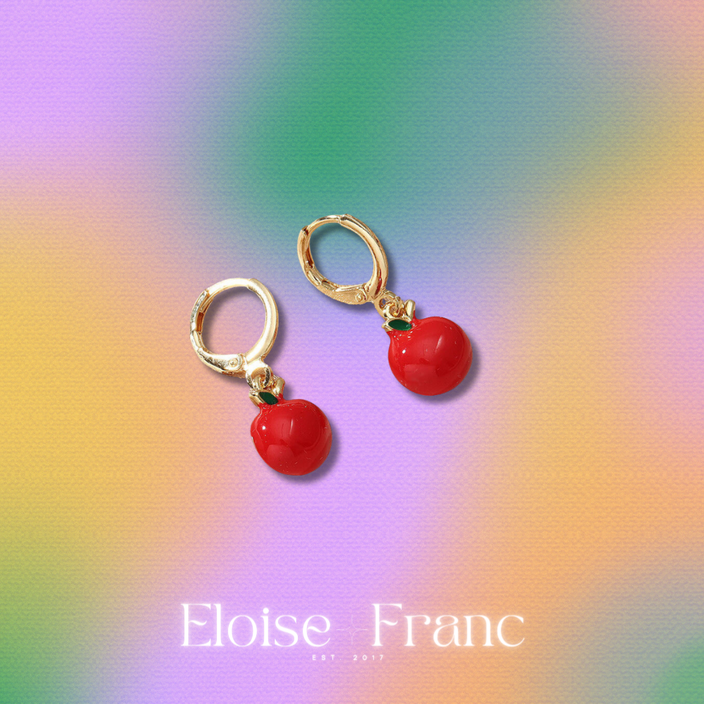 "Forbidden" : Red Apple : Clip-On Earrings