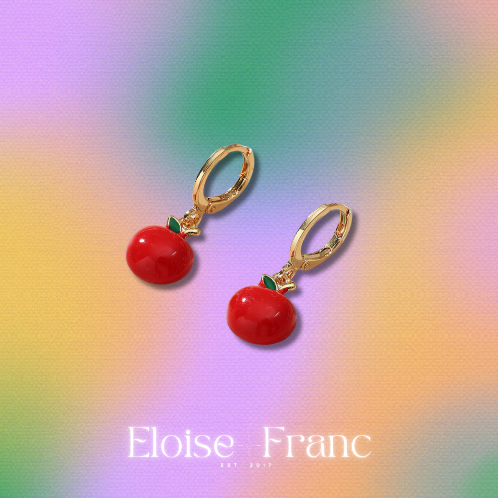 "Forbidden" : Red Apple : Clip-On Earrings