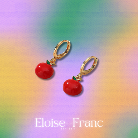 "Forbidden" : Red Apple : Clip-On Earrings