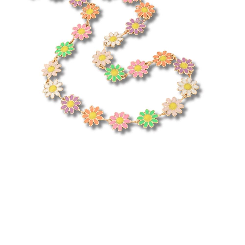 "Marguerite" : Daisy Multi-Colored : Choker Necklace