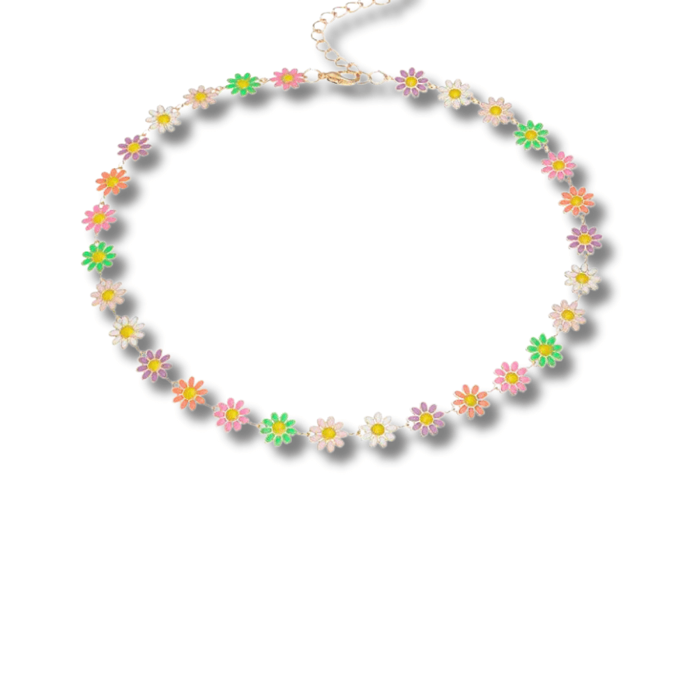 "Marguerite" : Daisy Multi-Colored : Choker Necklace