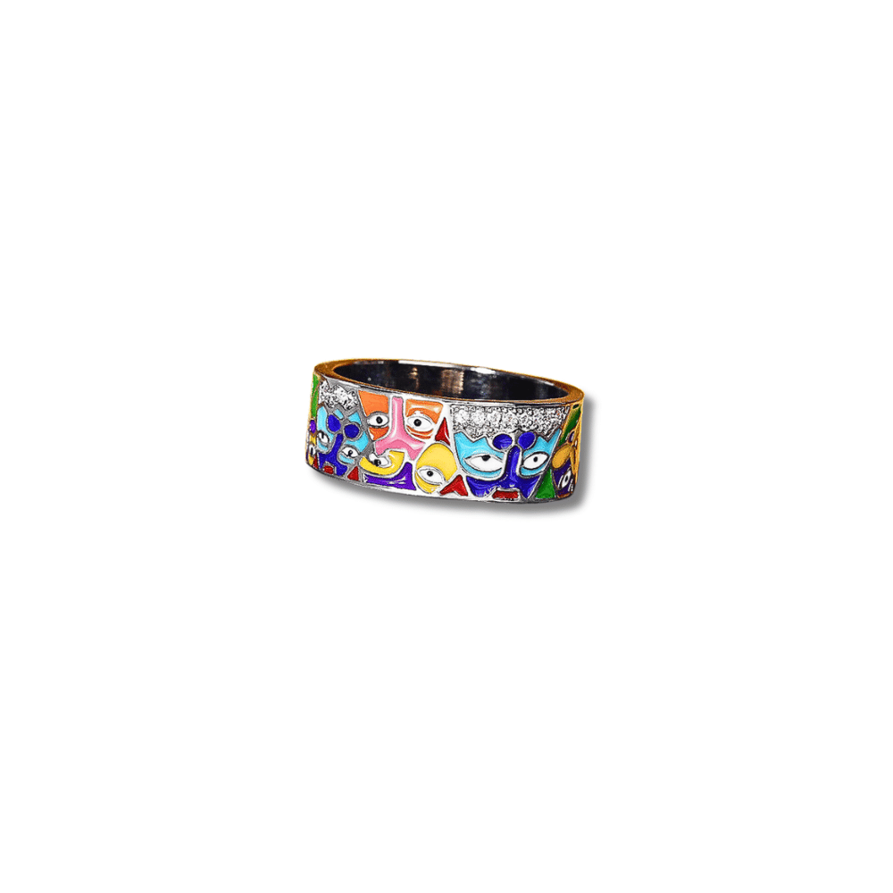 "Glances" : Abstract Multi-Colored : Ring