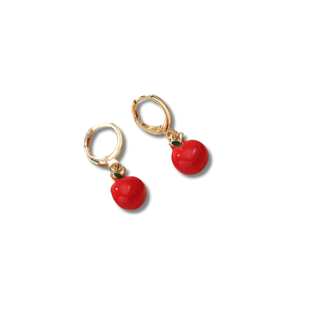 "Forbidden" : Red Apple : Clip-On Earrings