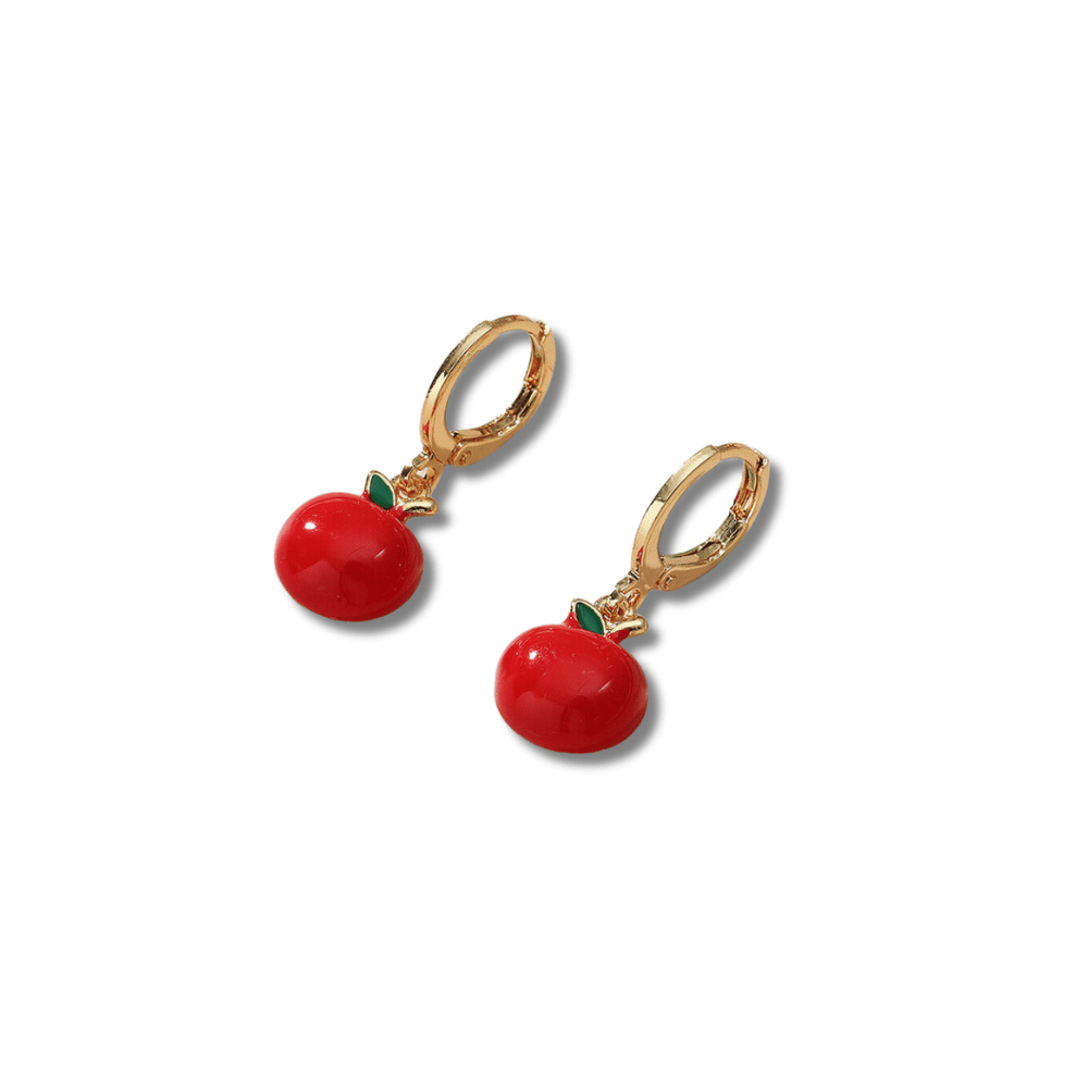 "Forbidden" : Red Apple : Clip-On Earrings