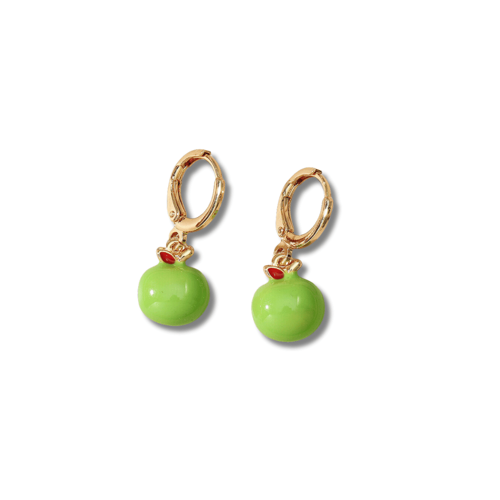 "Pomme" : Green Apple : Clip-On Earrings