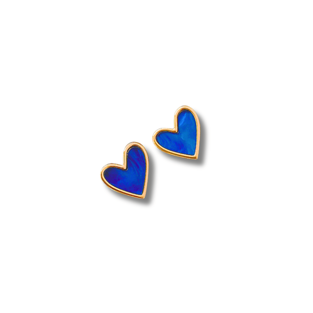 "Bleue" : Blue Heart : Stud Earrings