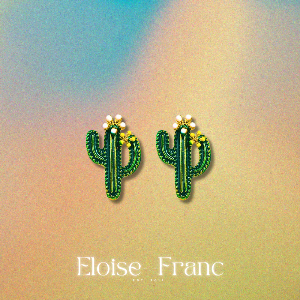 "Succulent" : Cactus : Stud Earrings