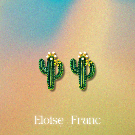 "Succulent" : Cactus : Stud Earrings