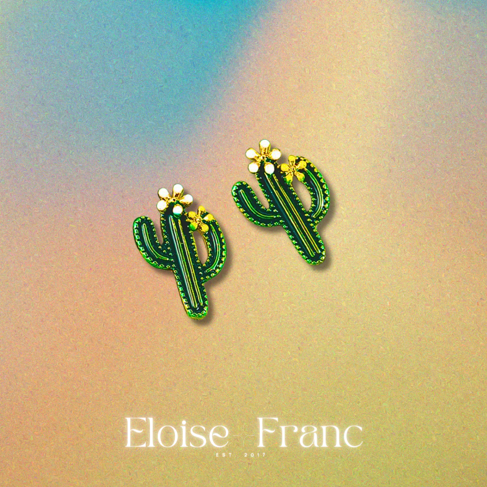 "Succulent" : Cactus : Stud Earrings