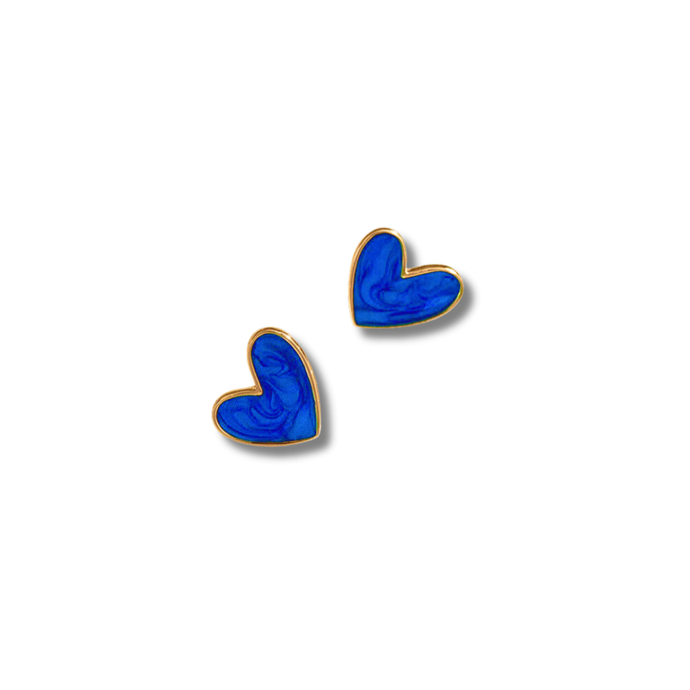 "Bleue" : Blue Heart : Stud Earrings