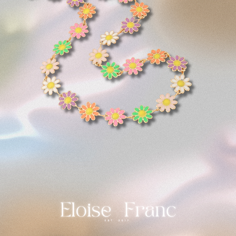 "Marguerite" : Daisy Multi-Colored : Choker Necklace